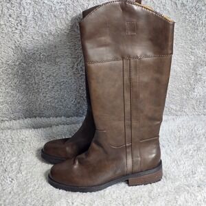 Crown Vintage Women Brown Riding Boots Knee High Western Style 8.5M WIDE CALF